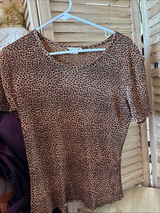Jaipur Tops - Jaipur Tan and Black Print Short Sleeve Top Medium